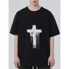 Black T Shirt with White Cross Print for Casual Wear