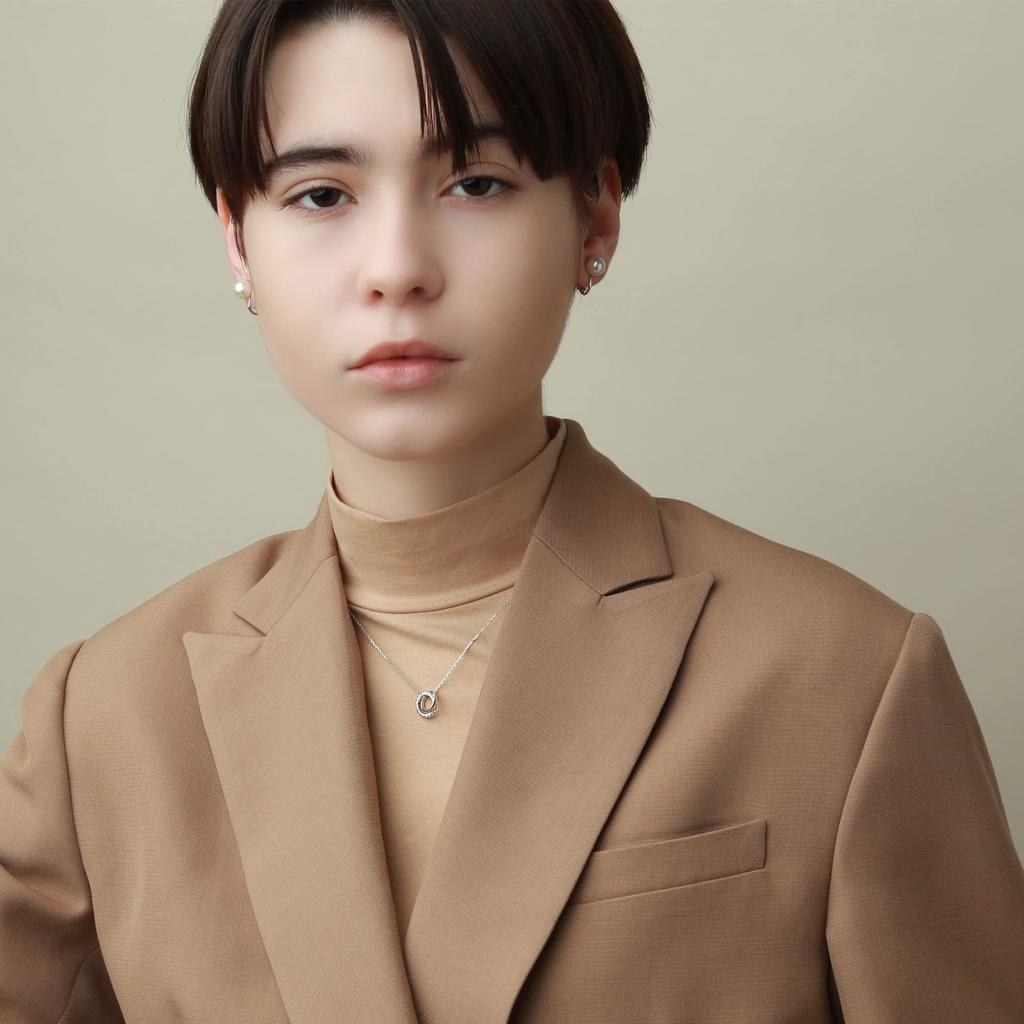 Ожерелье Двойное кольцо Изящное цирконие Популярное золото K18 Серебро 925 Сделано в Японии Подарочная коробка включена Подарок Свадебный аксессуар Джон Люк [JOHNLUKE]