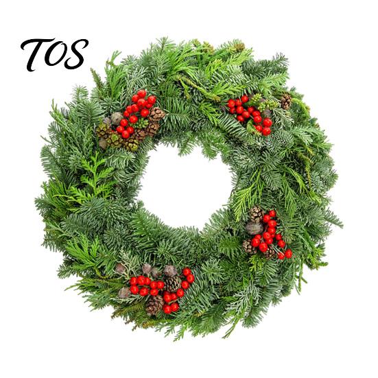 Christmas Wall Stickers Garland Sticker, Pine And Cypress Branch Decal with Red Berries & Customizable Party Supplies Cones, Peel Stick Xmas