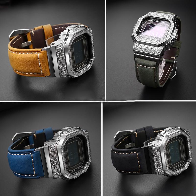 Классический ретро-ремешок из натуральной кожи CrazyHorse Skin для Casio G-SHOCK GMW-B5000 35th anniversary series Модифицированный стиль Мужские часы