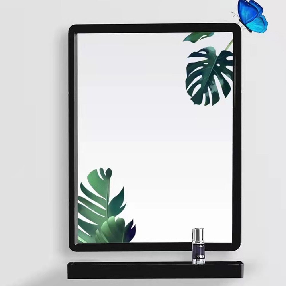 Rectangle Wall Hanging Mirror Wall-Mounted Metal Framed Dressing Mirror Black White Rounded Corner Makeup Mirrors Bathroom