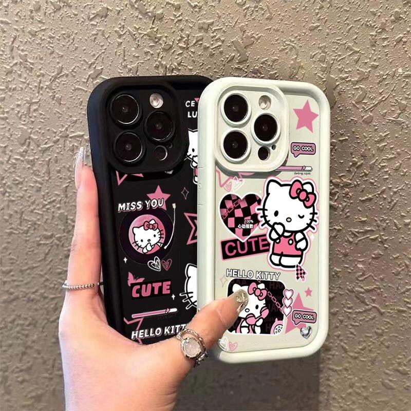 Милый Чехол-Граммофон Hello Kitty Для Google Pixel 7 8 9 Pro 7A 8A 5G 9 Pro XL Мягкий Силиконовый Y2K Ударопрочный Розовый Чехол