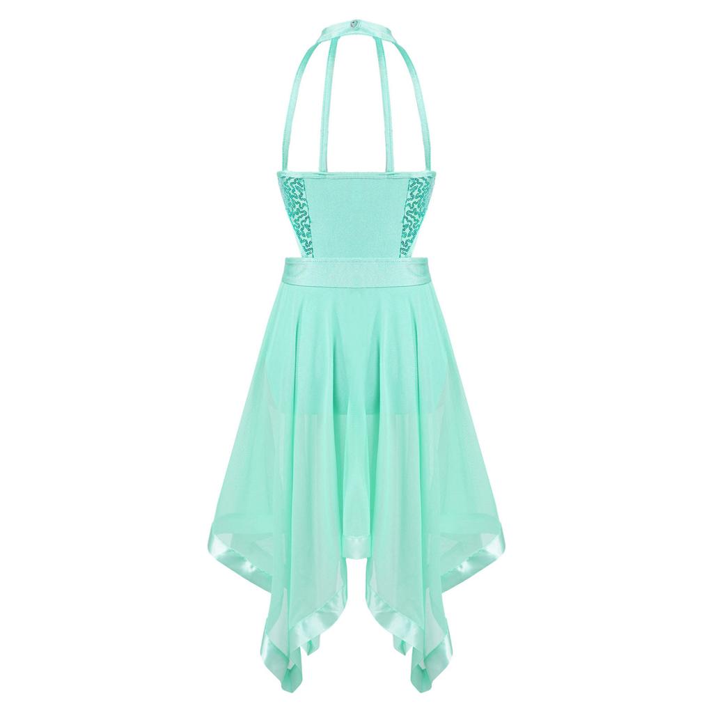 Без рукавов с блестками, декор с открытой спиной и талией, вуаль, неровный подол, танцевальное платье с открытой спиной, детская стильная одежда для девочек