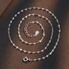 Korean Style S925 Sterling Silver Necklace: Carved Lip Round Link Chain with Silk Texture, Gingham Design, Starry Sky Accents, Plain Collarbone Chain