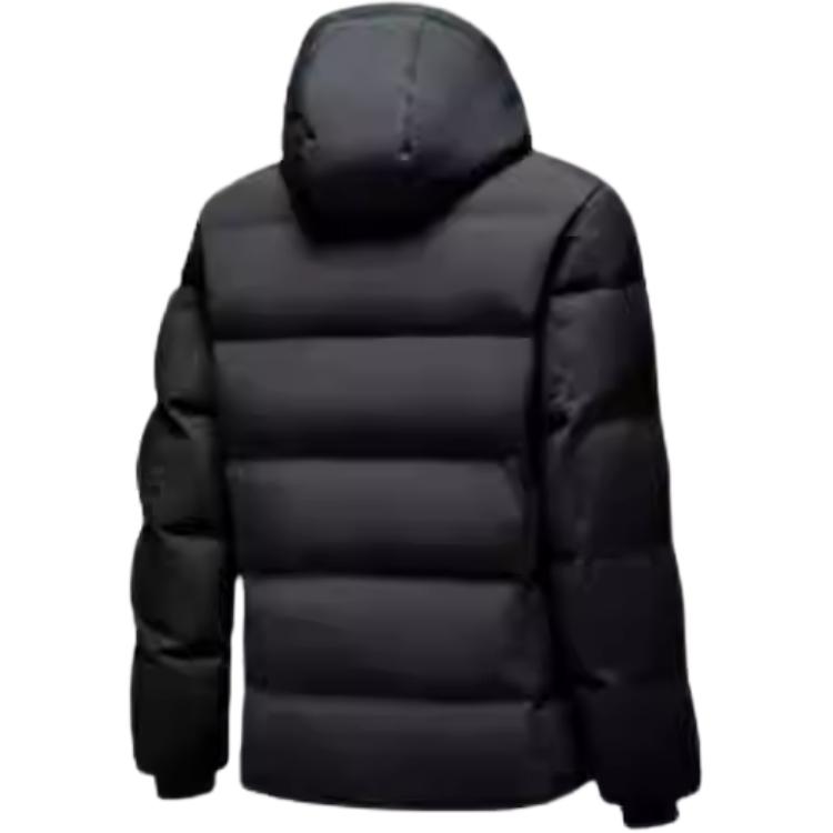 Anta Sports Lifestyle Series Solid Color Zipper Hooded Comfortable Breathable Short Down Jacket Men Outerwear Basic-Black 452440206-2