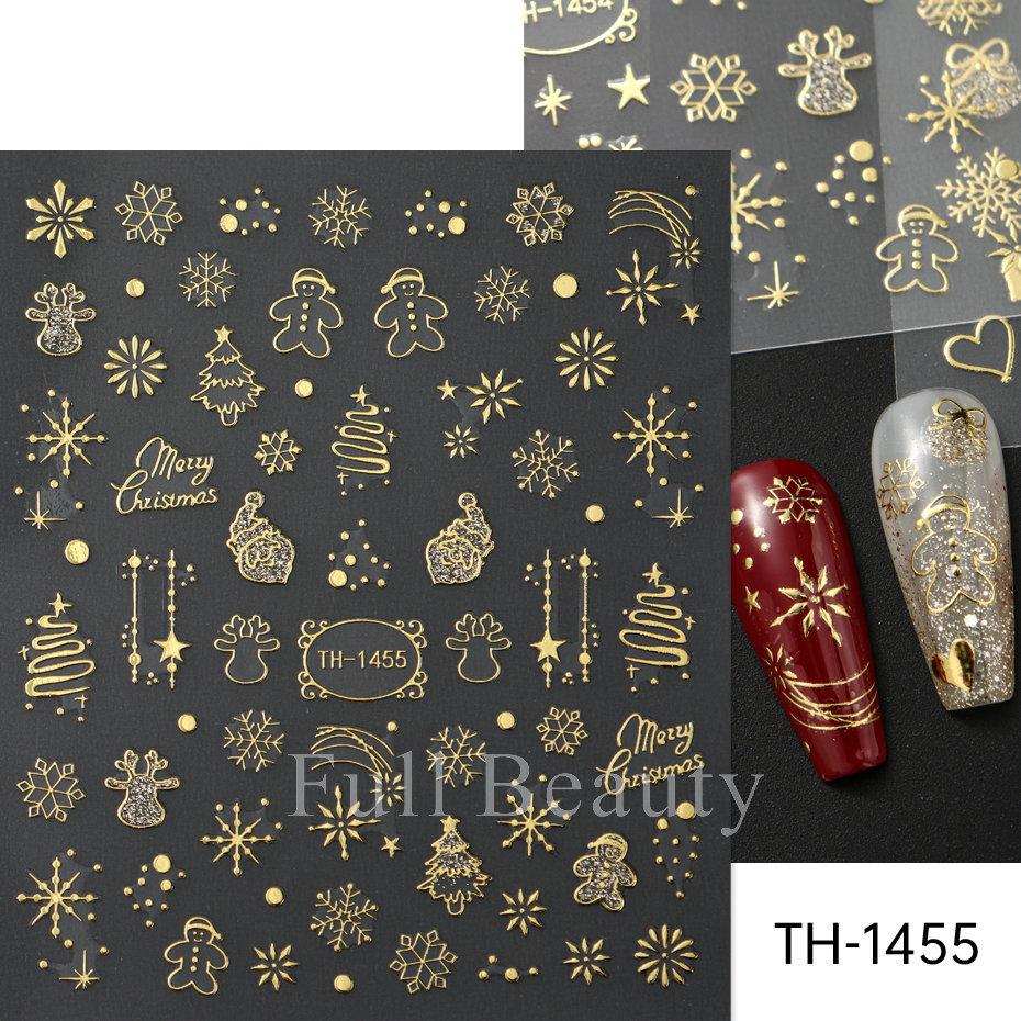 Nail Art Stickers Christmas Golden Snowflake Snowman Christmas Tree Cookie Man Snowball Cartoon Nail Stickers