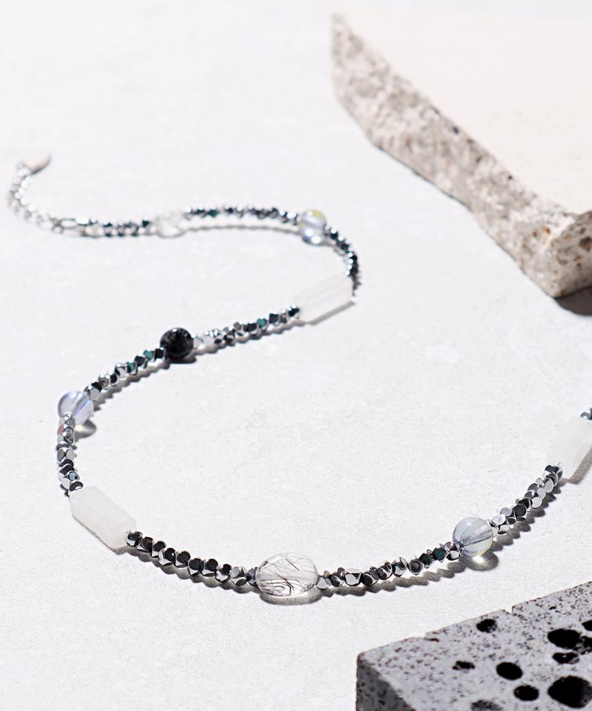 Колье Polalita Lunar Blue Glow & White Stone Mix (Plt-Nl-078_Sv)
