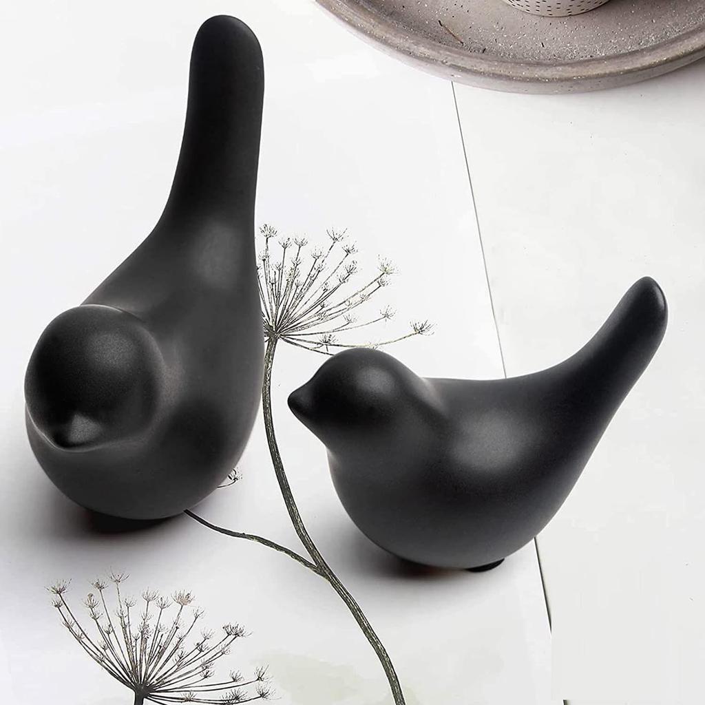 Creative Black Birds Matte Figurines Home Decorations Accessories (Pack of 2, Black)