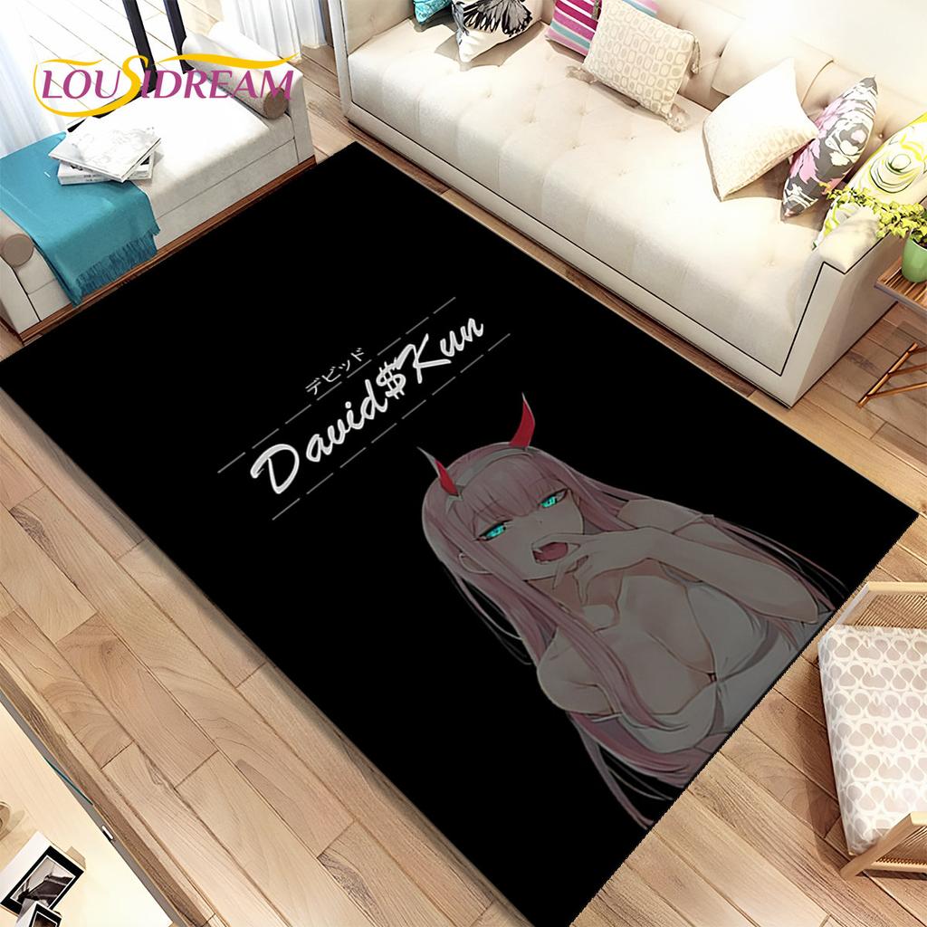 Аниме Zero Two DARLING In The FRANXX Коврик, Коврик для гостиной, спальни, дивана, коврик для двери, детский нескользящий напольный коврик