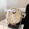 Moon Shaped Straw Bag Hand Made Women's Shoulder Bags Handbag Bohemia Summer Straw Beach Bag