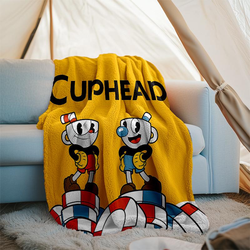 Cuphead printed throw blanket—lightweight,soft,warm;versatile blanket for all seasons—perfect as &air-conditioning throw,nap blanket