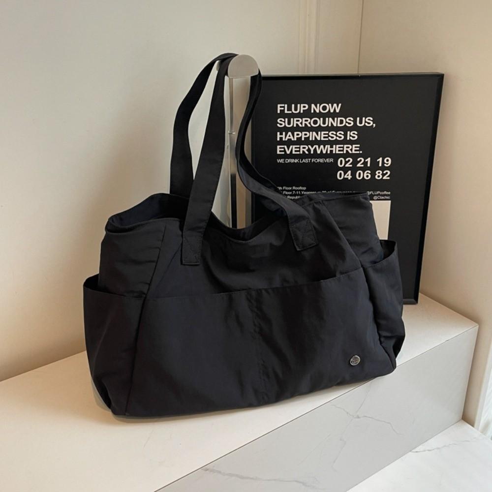 Solid Color Large Capacity Shoulder Bag Soft Material Commuting Handbag Casual Book Bags Shopping