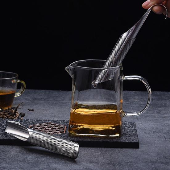 Tea Strainer Fine Mesh Heat-resistant with Hook Non-slip Percolating Portable Stainless Steel Pipe Shape Hanging