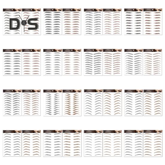 2 листа водонепроницаемых наклеек для татуировок бровей, натуральные поддельные брови, аксессуары для макияжа для женщин и девочек