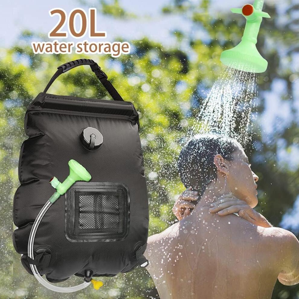 Portable Solar Heating Shower Bag, 20L Outdoor Camping Shower Bag With Detachable Hose And On-Off Slide Nozzle, Suitable For Camping Fishing Mountaine