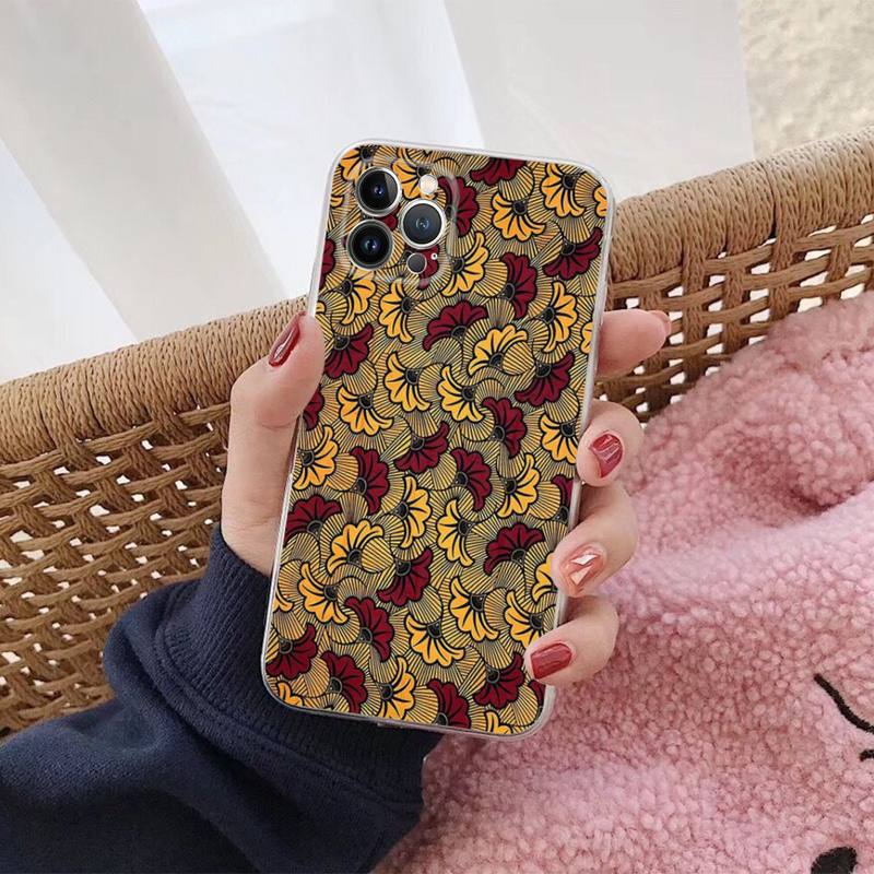 Чехол для телефона из африканской вощеной ткани для iPhone 14 13 12 Mini 11 Pro XS Max X XR SE 6 7 8 Plus Мягкий силиконовый чехол