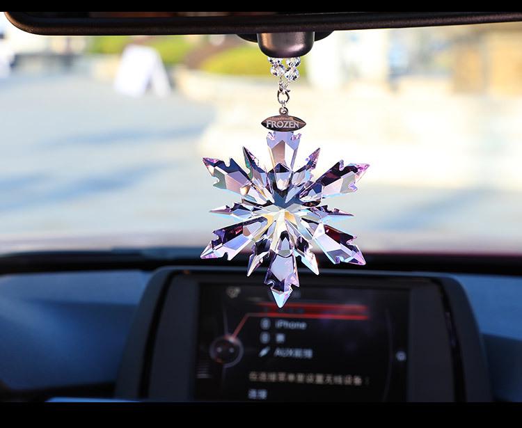 Goddess Style Crystal Snowflake Car Mirror Pendant - High-End Interior Ornament
