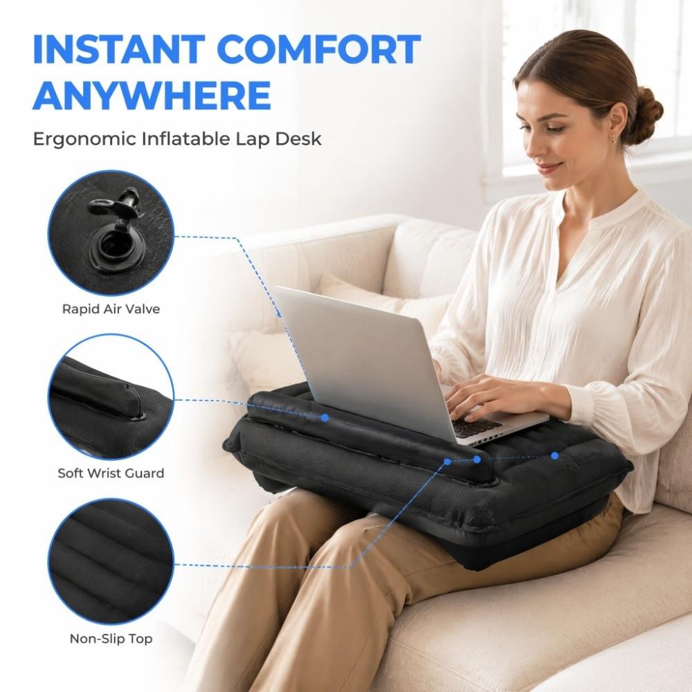 Ergonomic Inflatable Laptop Desk Quick Inflation Portable Travel Table Bed Sofa Camping Travel