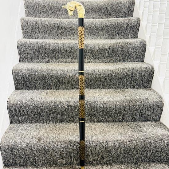 91.44 Cm Classic Equestrian Style Brass Horse Head Wooden Walking Stick