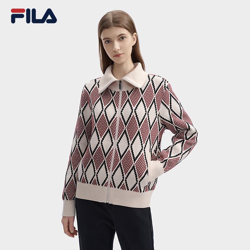 Fila Женский вязаный кардиган с геометрическим жаккардовым узором и лацканами