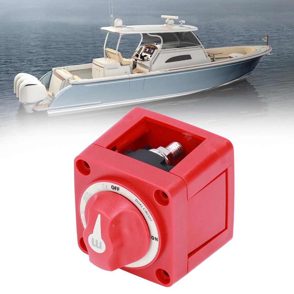 300A Battery Knob Switch Dual Circuit 4 Wires Ignition Protection Removable IP66 Waterproof for Yachts RVs