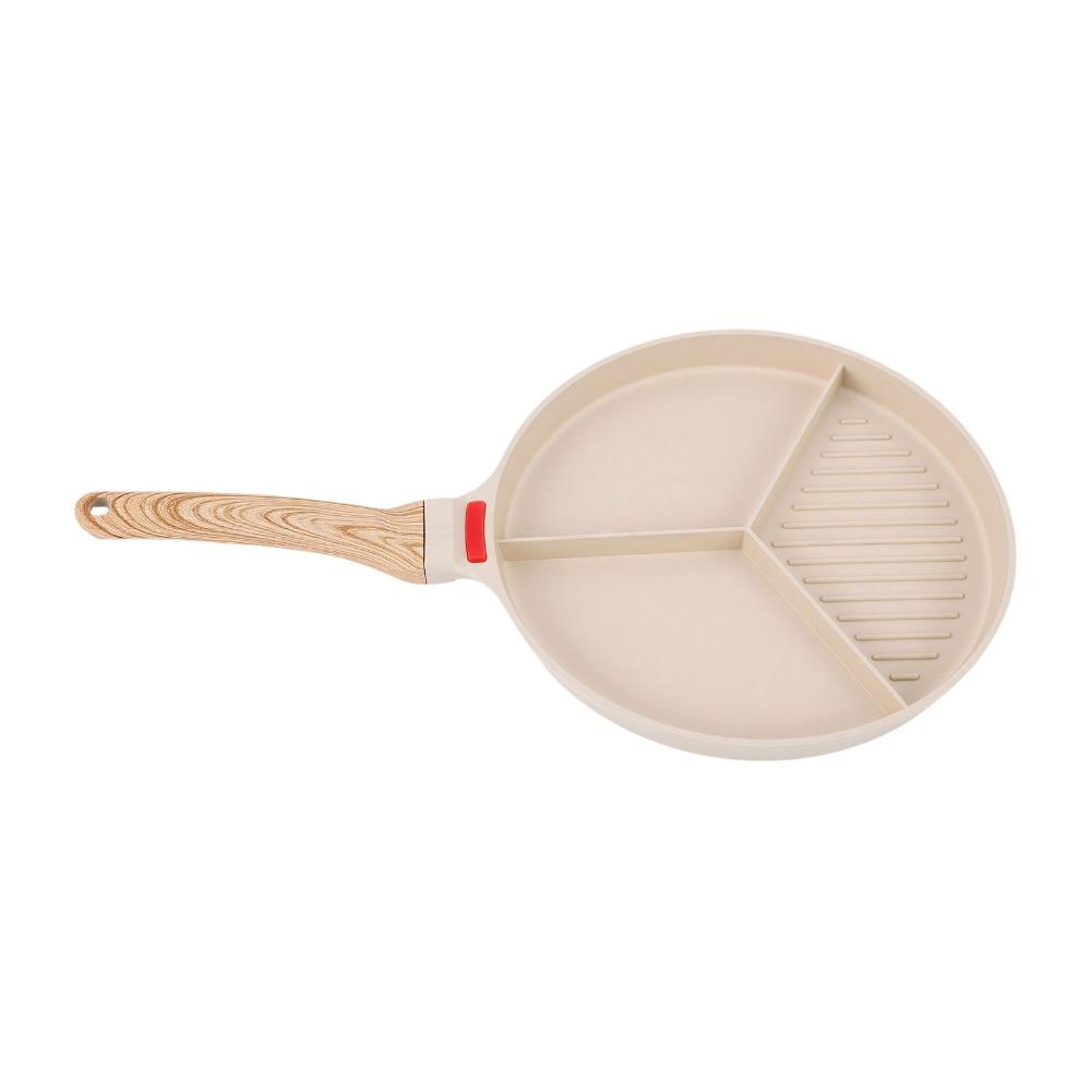 Aluminum Alloy / Bakelite Divided Grill Pan Nonstick 2 in 1 Grill Pan Morning Cooking