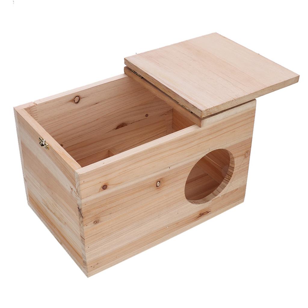Natural Safety Wood Pets Animal Chinchilla Squirrel Mating Breeding Box Nesting House Cage