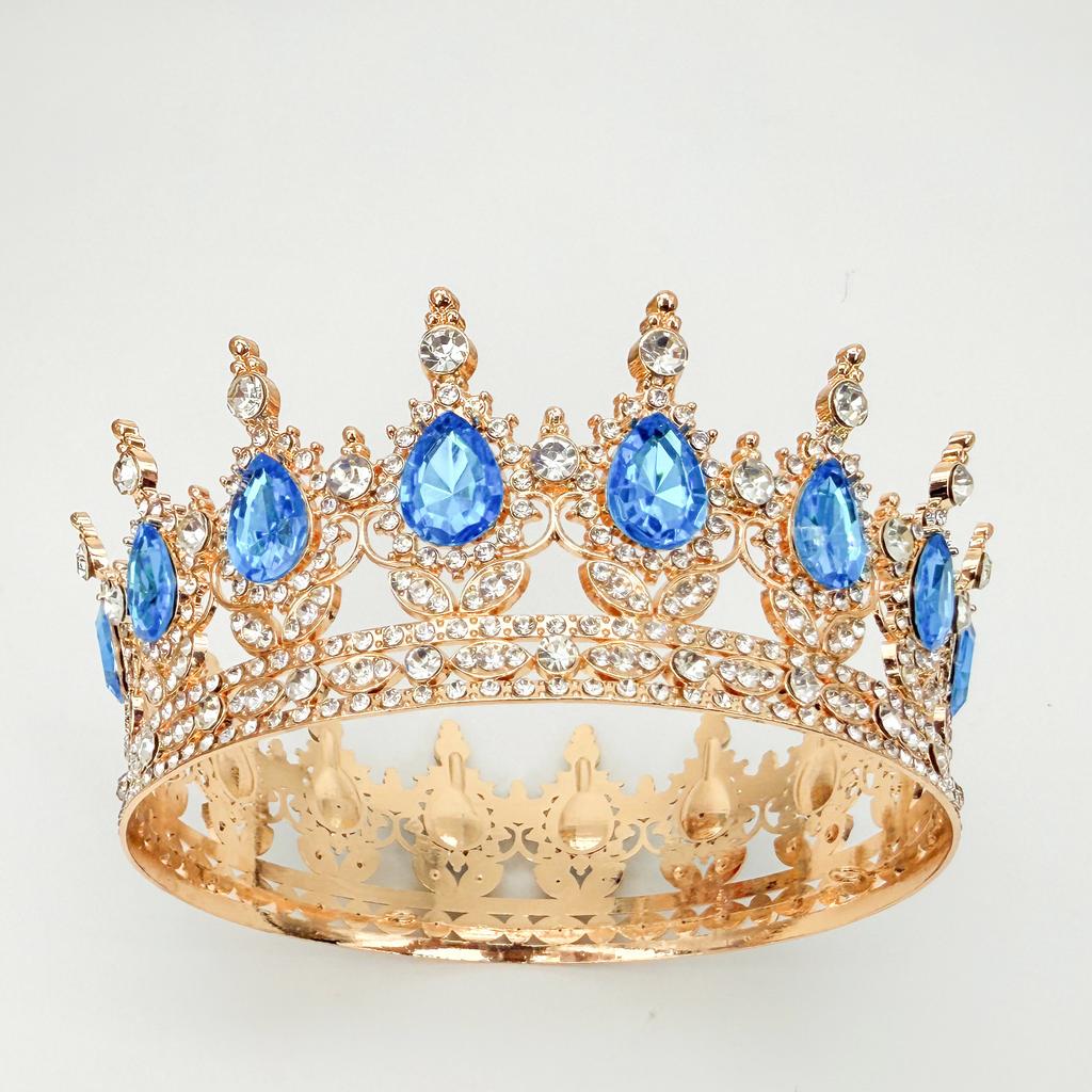 Full Circle Crown Tiara Colorful Baroque Retro Full Diamond Jewelry Wedding Accessories Crown Bridal Crown