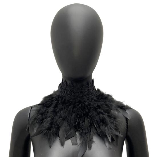 Шарф из павлиньих перьев, готическая накидка ручной работы с регулируемым кружевным поясом, цветной воротник с перьями для лица, аксессуары для танцевальной вечеринки