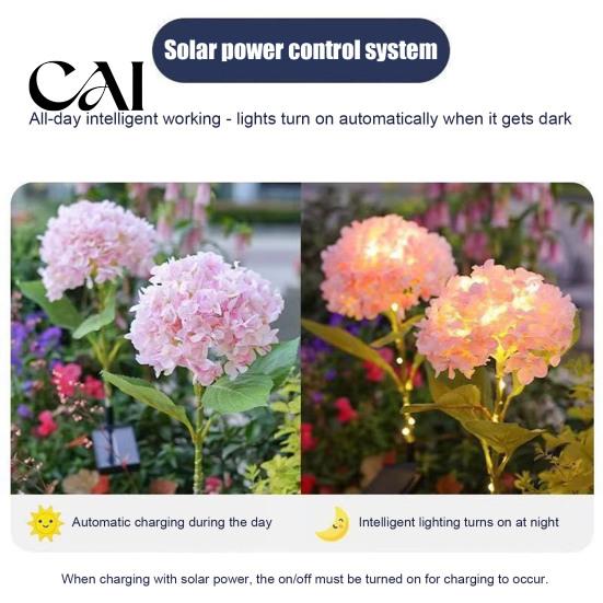 Waterproof Solar Garden Lights Fairy Hydrangea Lights, Stake LED Flower Light, Twinkling Tree Outdoor Colorful Lamp for Patio Lawn Pathway