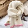 Yellow knitted wool scarf female autumn and winter Korean high-end sense versatile thickened warm and cold neck scarf student