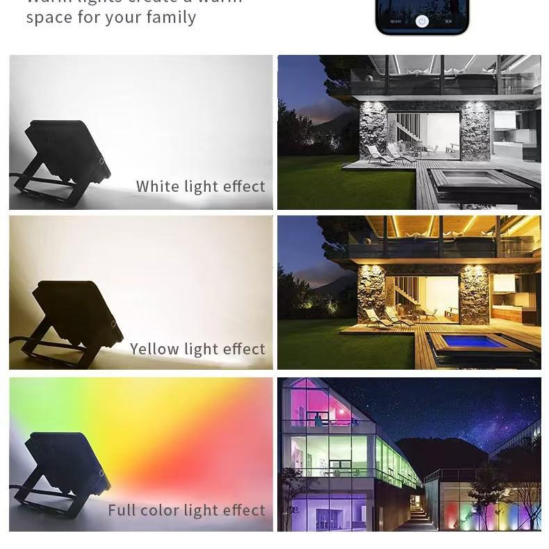 Cross-border Smart Wi-Fi + Bluetooth RGBCW LED Floodlight - Seven-Color Courtyard Atmosphere.