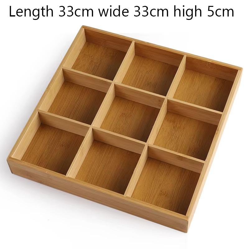 Tray 1PC Bamboo Nine Compartments Dinner Plate Snack Plate Side Dish Plate Bread Compartment Plate Platter Soap Box Drain Basket