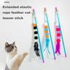 Interactive Cat Teaser Toy Retractable Rope Funny Cat Stick Teasing Wand with Bells Elastic Cord Kittens Chew-Proof Teaser Stick
