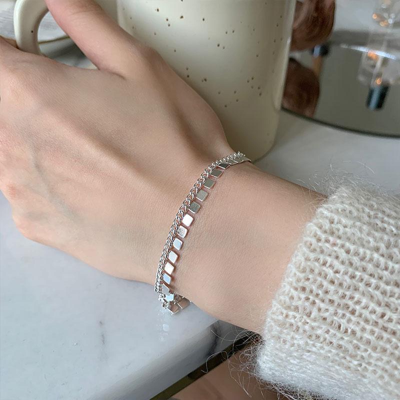 ANENJERY Женские модные ювелирные изделия, двухслойный квадратный диск с кисточками, браслет для женщин, милые темпераментные украшения ручной работы