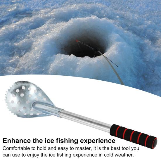 17,3-дюймовый скиммер для подледной рыбалки, нержавеющая сталь, совок для ловли рыбы на льду, для легкого удаления снега и льда