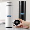 Stainless Steel Car Logo Thermos Mug Thermal Bottle Temperature Display Cup For Ford Focus Fiesta Mustang ST Kuga Mondeo Ranger