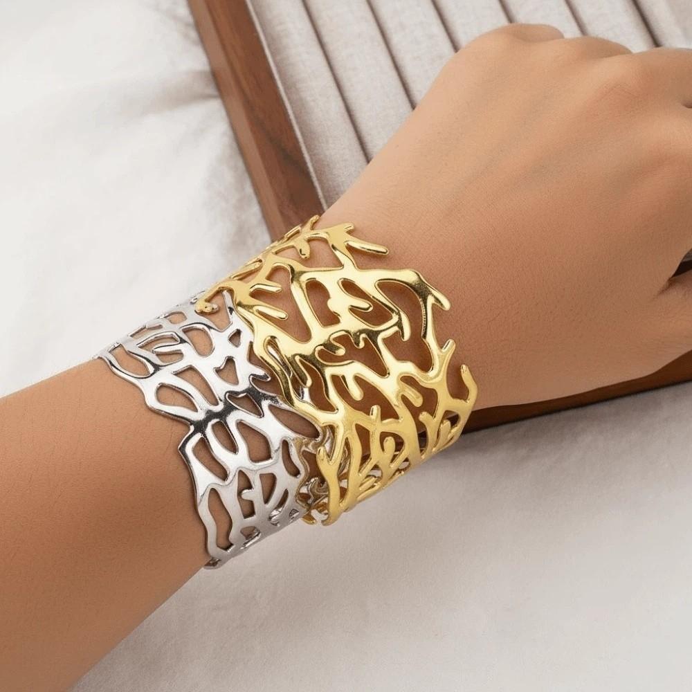 Tree Branch Pattern Metal Opening Bangle Armlet Women's Wrist Jewelry Coral Design Bracelet  Girls