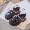 Kids Leather Shoe 2024 Spring Autumn Girl Princess Shoes for Party Wedding Versatile Fashion Pearl Children Glossy Single Shoes
