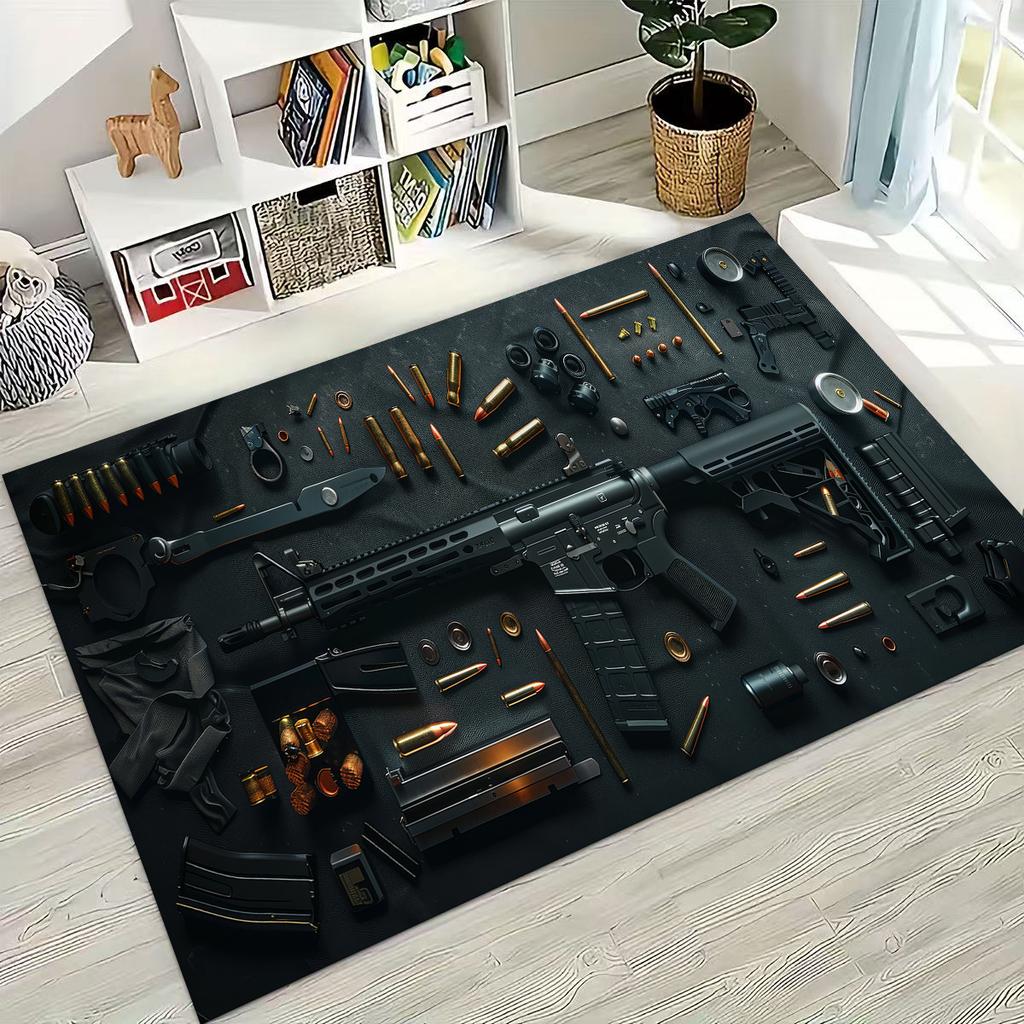 Дерево Металл Оружейный Кейс Коробка Военное Снаряжение Мото Коврик для Спальни Гостиной Дивана Дома Декор Коврик для Двери, Детский Игровой Нескользящий Напольный Коврик