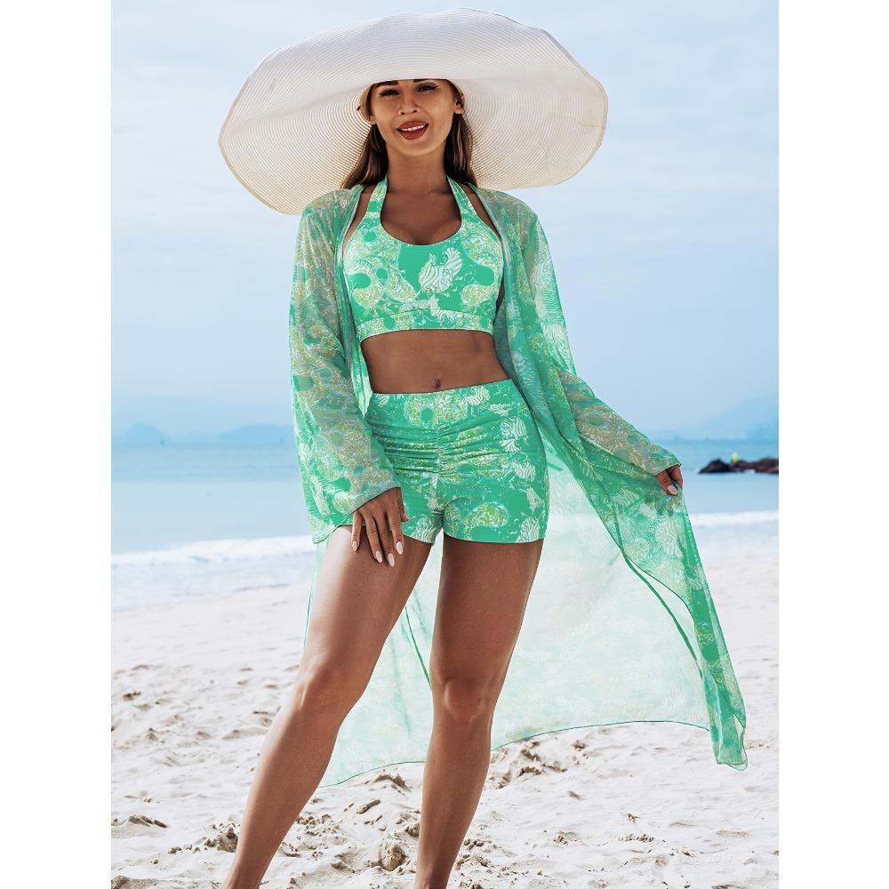 2025 New Stylish Bikini Three-Piece Set with Cover-Up