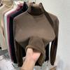 Turtleneck Sweater Women's Fleece Thickened Autumn and Winter New Integrated Mink Fleece Inner Top Bottoming Shirt Women's Winter Thick