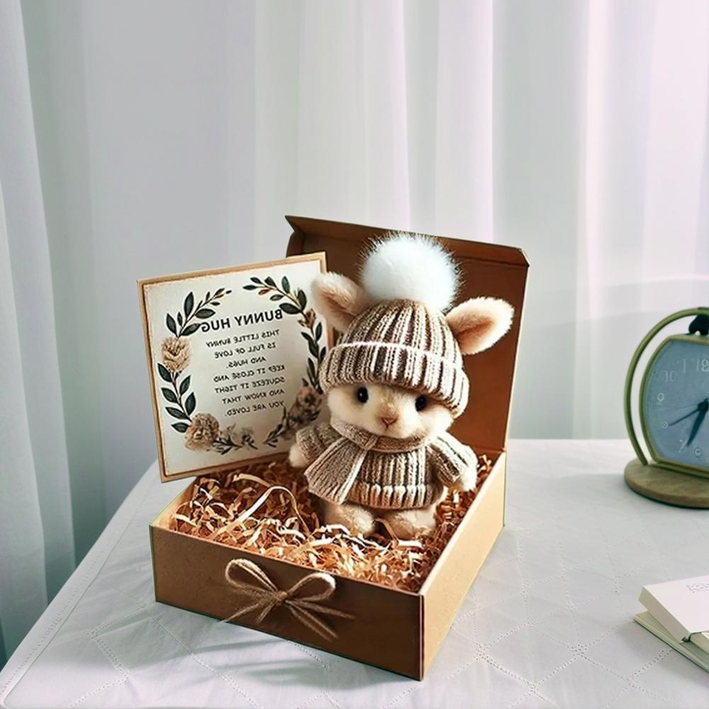 Маленький карманный пасхальный кролик обнимашка с воодушевляющей открыткой карманный медведь ручной работы мини I3I0
