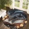 1pc Dragon On Ancient Book Round Floor Mat, Lightweight NonSlip Machine Washable, Home Decoration,Mystical Creature, Suitable for Living Room, Bedroom