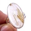 Natural Golden Rutile Gemstone 925 Solid Sterling Silver Jewelry Ring S.9 H2S14