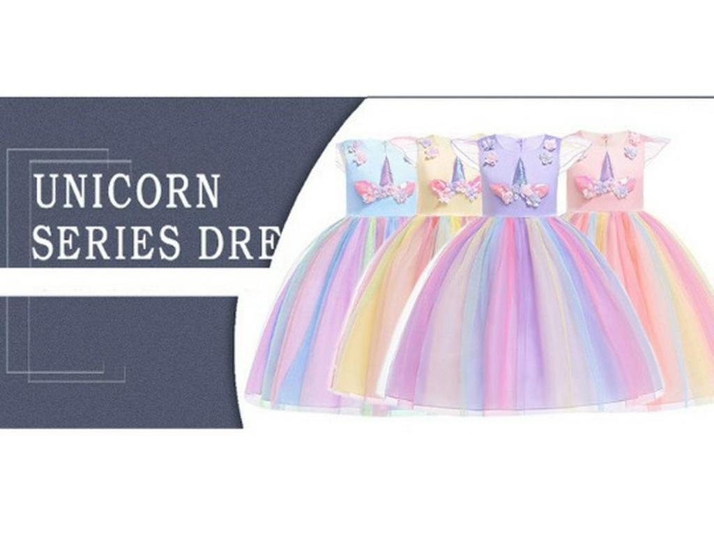 Хэллоуин и Рождество Платье принцессы Радужный единорог для девочек