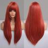 Cosplay Wigs Orange Red Ombre Long Straight Wigs for Women Synthetic Wigs with Bangs Heat Resistant Fiber WigsHair