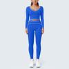 New contrasting color grinding low neck tight yoga suit high-end sports fitness suit running exercise suit