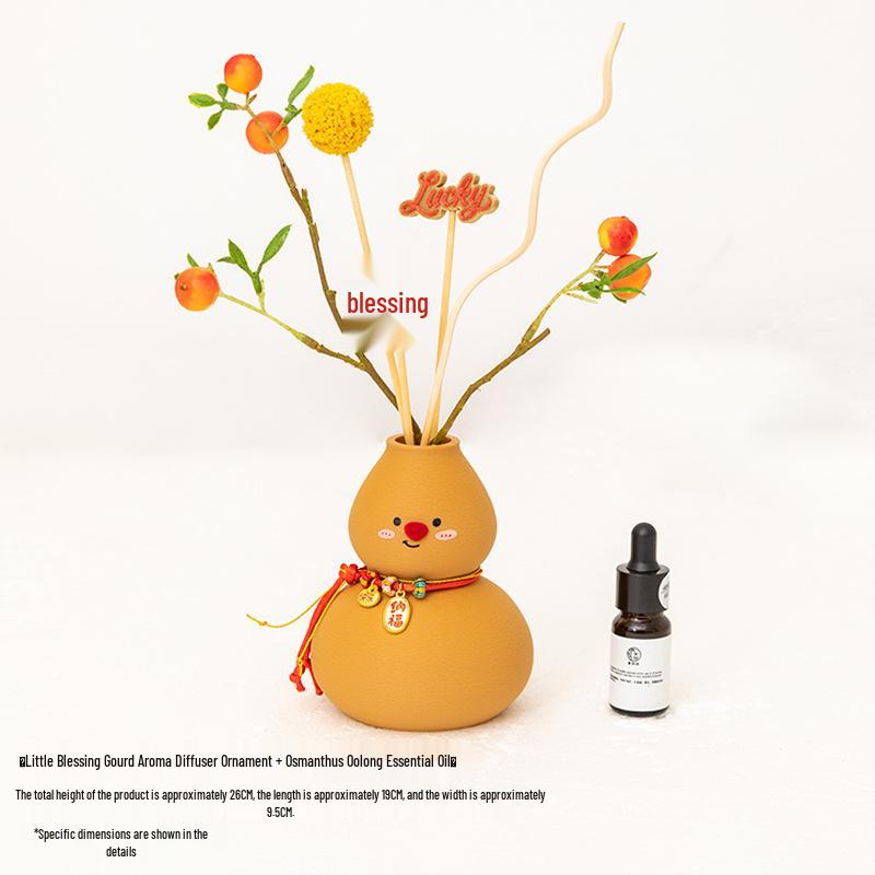 A'ying New Year Gourd Aroma Diffuser with Flower Sticks for Home and Office