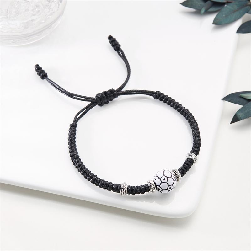 Football Baseball Basketball Charm Bracelet for Men Women Simple Adjutable Black Rope Braided Bracelet Boys Sports Lover Gift